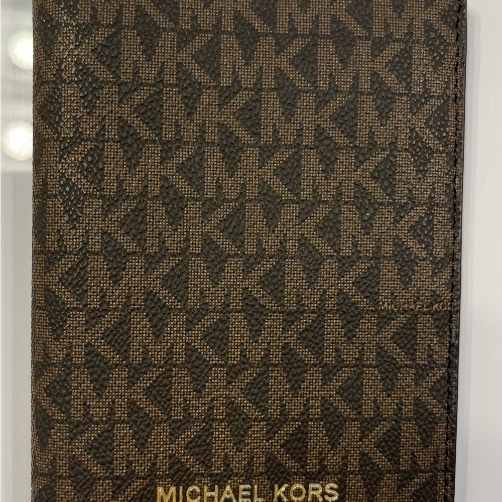 Michael Kors Dark Brown Monogram Passport Holder (NWOT)